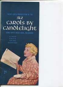 Drawing of girl holding candle and song book, singing