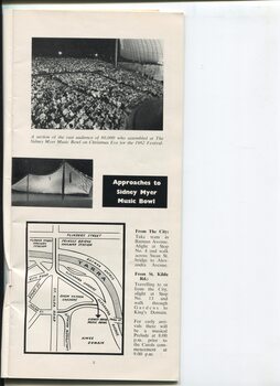 Photos of 1962 audience and Bowl, and map of grounds