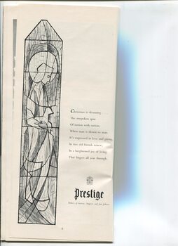 Christmas message from Prestige with drawing of stained glass window