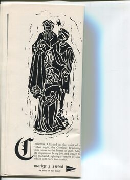 Christmas message from Marigny L'Oreal and block print of the Three Wise Men