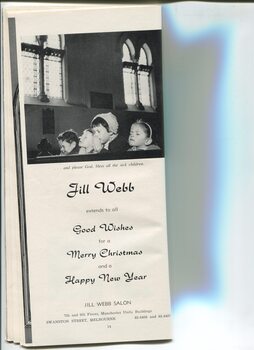 Christmas message from Jill Webb Salon and photo of children praying in church