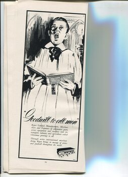 Christmas message from Repco and drawing of choirboy singing