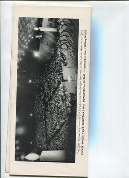 Photo taken above stage towards audience at 1962 Carols