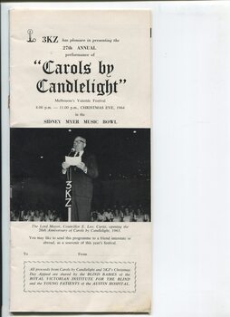 Lord Mayor E. Leo Curtis opening the 1963 Carols ceremony