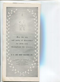 Christmas message from K.G. Luke Group and drawing of two children holding hands