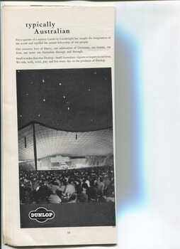 Advertisement from Dunlop and photo of Carols stage from the audience