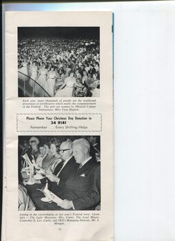 Photos of torchbearers procession in 1962 and Lord Mayor and Mayoress of Melbourne with Syd Morgan