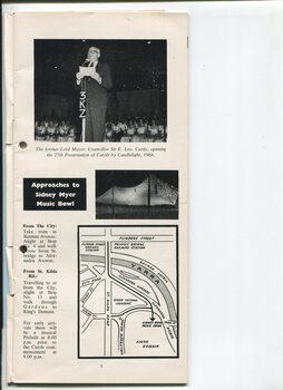 Photos of Lord Mayor Curtis delivering Welcome and of the Bowl, map and directions on how to get there
