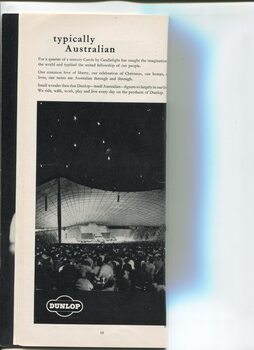 Dunlop advertisement with photo of stage from audience