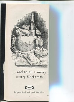 Kraft advertisement with drawing of Christmas feast