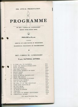 Program of events and order of carols