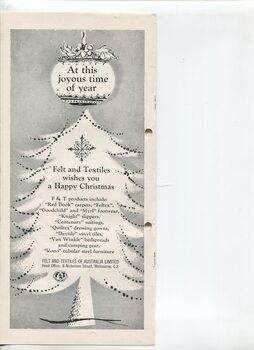 Felt and Textiles Christmas message with drawing of Christmas tree
