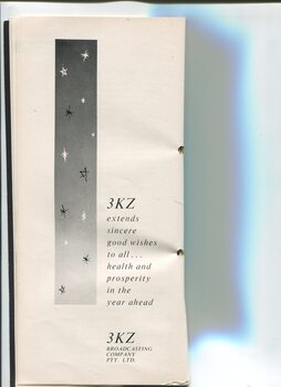 Christmas message from 3KZ with print of stars in sky