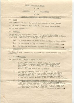 Page 1 of constitution and rules for Council of Auxiliaries