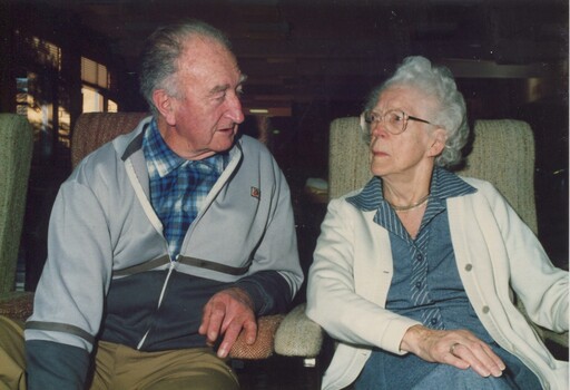 Man and woman talking in the lounge