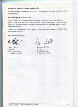 Corporate information including auditor's independence declaration