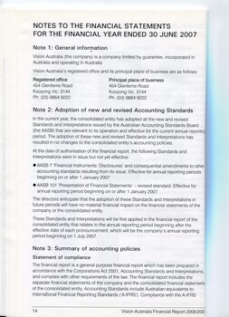 Corporate information including notes to the financial statements
