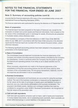 Corporate information including notes to the financial statements