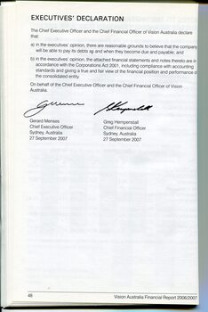 Corporate information including Executives declaration