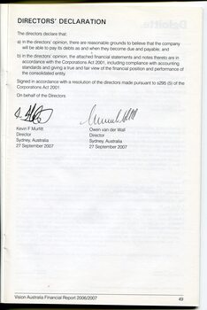 Corporate information including Director's declaration