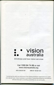 Contact information for Vision Australia and ACN and ABN 