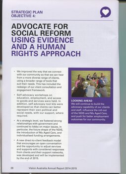 VA performance against the strategic plan and picture of people sitting in a circle outside