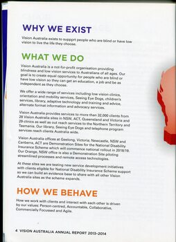 Why we exist, what we do and How we behave descriptions