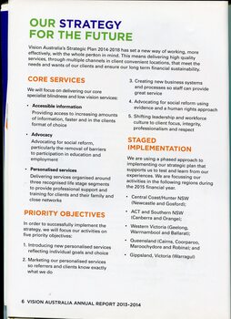 Strategy of core services, priority objectives and staged implementation