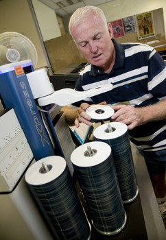 Ted loading up the Xpress duplicator in the Duplicator Room