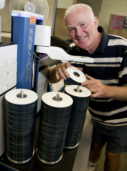 Ted loading up the Xpress duplicator in the Duplicator Room
