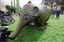 Giant fiberglass echidna on lawn at zoo