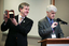 Gerard Menses and Stephen Jolley at the podium for the 25th Anniversary of Vision Australia Radio