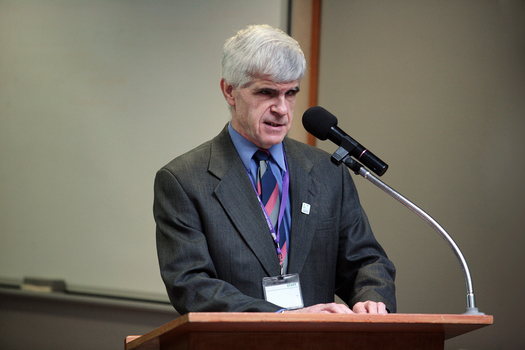 Stephen Jolley at the podium for the 25th Anniversary of Vision Australia Radio