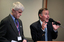 Stephen Jolley and guest speaker Graeme Dawson at the podium for the 25th Anniversary of Vision Australia Radio