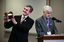 Gerard Menses and Stephen Jolley at the podium for the 25th Anniversary of Vision Australia Radio