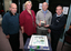 ?, ?, Vince September and Norm Richards with 25th anniversary VAR cake
