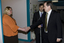 Trudy Ryall shakes Bill Shorten's hand as Chris Edwards looks on
