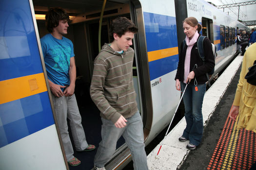 Anna waiting to board the train