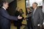Tim Evans and Julie Rae greet John and Nancye Cain with Debra Rosenfeldt looking on