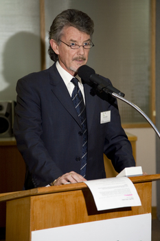 Tim Evans at the podium