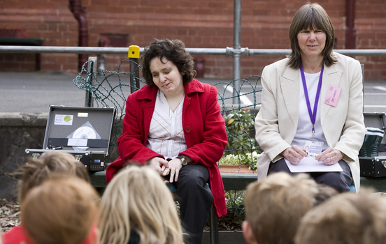 Children listening during the presentation about Vision Australia