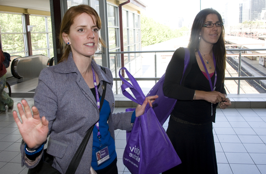 VA staff give final directions before leaving the Travellers Aid office