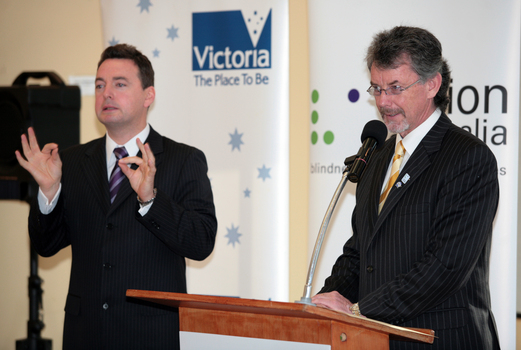 Tim Evans welcoming Gavin Jennings to Kooyong