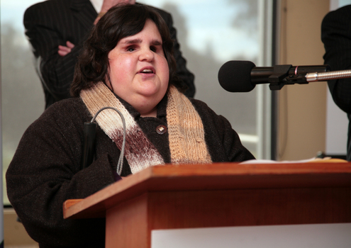 Maria Robinson speaking from the podium