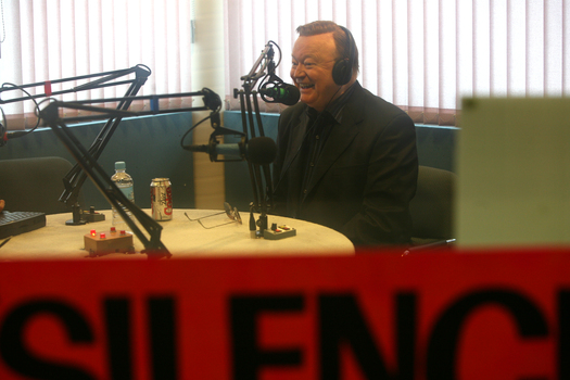 Bert Newton in the VA Radio studio at Kooyong