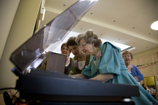 Margaret Fox gets the music prepared
