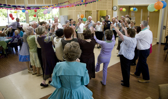 Kooyong Day Centre clients and staff join in the dance