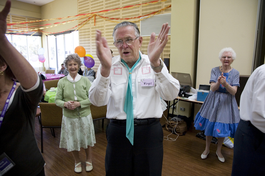 Virgil Snyder Kooyong Day Centre clients and staff join in the dance