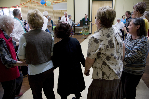Kooyong Day Centre clients and staff join in the dance