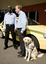 Taxi driver with Jamie Kelly and guide dog